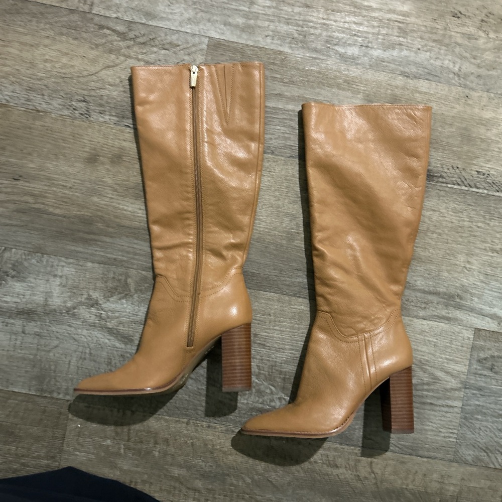 Tan Leather Knee-High Boots